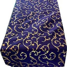 Pink Parrot Navy-Blue Ethnic-Motif Jacquard Silk Table Runner With Tassels-9