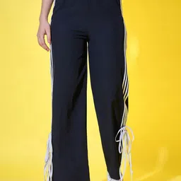 BUY NEW TREND Women Side Striped Tie-Up Detail Trousers-image-72