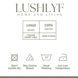 LUSHLYF White & Green Floral Printed Pure Cotton Table Runner-24