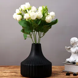 TAYHAA Black Ribbed Ceramic Flower Vase-image-28