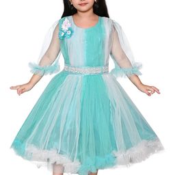 Zenat Girl Tie & Dye Applique Net Tulle Fit & Flare Dress-image-19