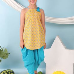 Sangria Girls Floral Printed Pure Cotton Kurti & Dhoti Pant Set-31