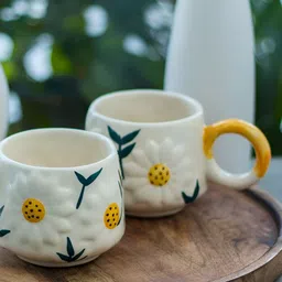 Rare Planet White & Yellow 2 Pieces Printed Ceramic Mug-image-63