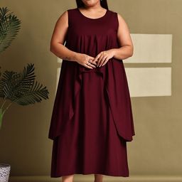 theRebelinme Women Plus Size Layered A-Line Midi Dress-picture-3