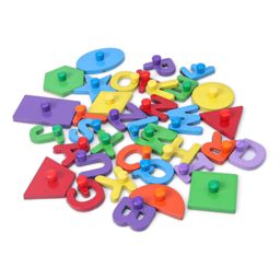 Anindita Toys Capital Alphabets With Shapes Knob & Peg Puzzle Multicolour - 37 Pieces image 5