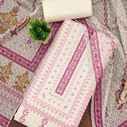Maroosh Floral Embroidered Beads & Stones Pure Cotton Unstitched Dress Material-image-83
