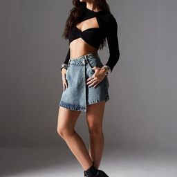 Miss Chase Unified Harmony High-Rise Denim Mini Skorts-image-61