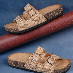 Jove Women Embellished Open Toe Flats with Buckles-image-23