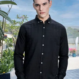 Thomas Scott Men Premium Slim Fit Button-Down Collar Textured Casual Shirt-image-15