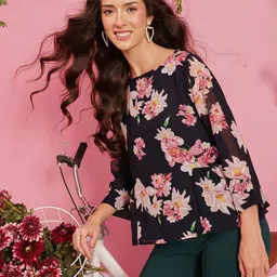 QUIERO Women Floral Printed Georgette Top-image-70