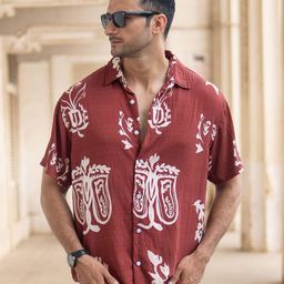Powerlook Men Abstract Printed Spread Collar Flowy Casual Shirt-image-9