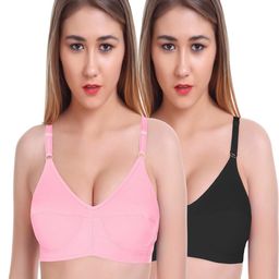 FEATHER LINE Set Of 2 Multicoloured Cotton Non Padded & Non-Wired Everyday Bra-image-77