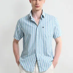 Arrow Sport Men Spread Collar Striped Cotton Casual Shirt-picture-19