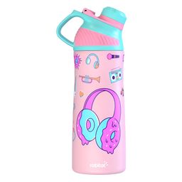 Rabitat Kids Pink Stainless Steel Printed Double Wall Vacuum Water Bottle 550 ml-38
