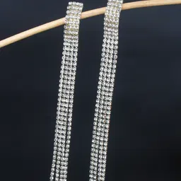 KPOP Silver-Plated Rhinestone Contemporary Drop Earrings-image-71
