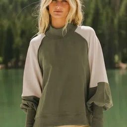 StyleCast x Revolte Women Colourblocked Mock Collar Pullover Sweatshirt-picture-32