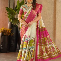 SANJANA SILK Woven Design Zari Art Silk Maheshwari Saree-picture-26