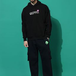 GRIFFEL Men Typography Printed Hooded Tracksuits-picture-3