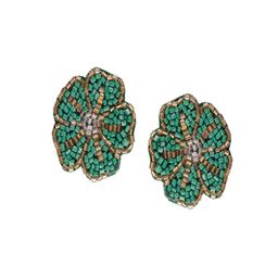Sangria Artificial Beaded Floral Shaped Studs image 3