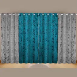 IVAZA Grey Black Out Long Door Curtain - Set of 4-7