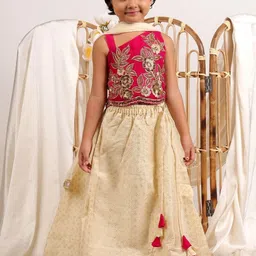 Sangria Girls Embroidered Lehenga & Blouse With Dupatta-picture-24