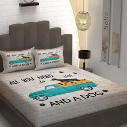 YaAkholic White & Green Geometric Cotton 250 TC Double King Bedsheet Set-2.54 m x 2.28 m-image-27