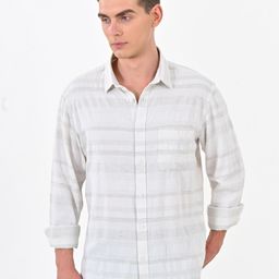 Indian Terrain Men Classic Slim Fit Horizontal Stripes Striped Casual Shirt-image-36