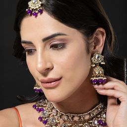 SHONA'S STYLE Kundan-Studded & Beaded Jewellery Set-image-19