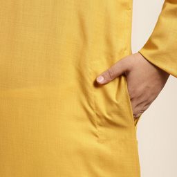 SOJANYA PLUS Men Plus Size Mustard Yellow Kurta with Churidar Comes With a Nehru Jacket image 5