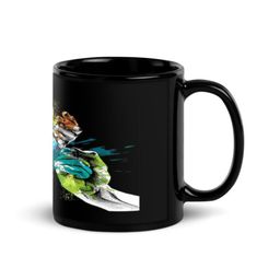 RISH Black & Blue Printed Ceramic Glossy Coffee Mug 325 ml image 2