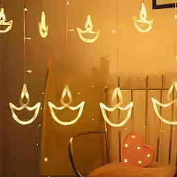 ENORMITY Yellow & White Diya Shape Bulb String Lights image 3