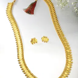 Peora Gold-Plated Coin Long Necklace with Earrings-37