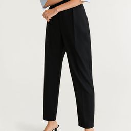 MANGO Women Black Regular Fit Solid Formal Trousers-image-97