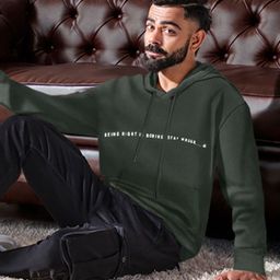 WROGN Men Olive Green Printed Hooded Sweatshirt-picture-33