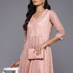 Ahalyaa Polka Dots Printed Maxi Wrap Ethnic Dress-image-38