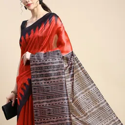 VISHNU WEAVES Jute Silk Tussar Saree-picture-30
