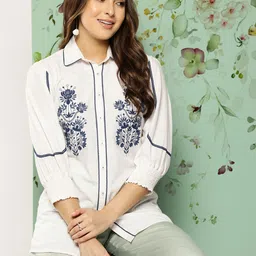Nayam By Lakshita Floral Embroidered Puff Sleeves Top-image-42