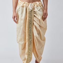 SOJANYA Men Beige & Gold-Toned Dhoti Pants-picture-20