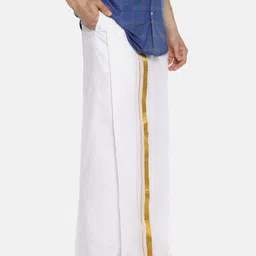 Sethukrishna Men White Solid Double Layer Readymade Dhoti-image-6