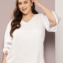 Qurvii+ Plus Size Flared Sleeves Crepe Top image 1