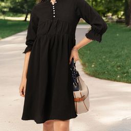 DressBerry Lacey Dream Textured Ruched A-Line Dress-image-34