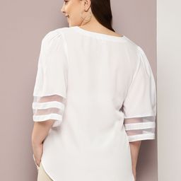 Qurvii+ Plus Size Flared Sleeves Crepe Top image 4