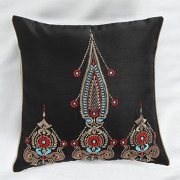 ANS Black Single Embroidered 16'' x 16'' Square Cushion Cover-31