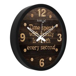 RANDOM Black & Brown Printed Round Shaped 30.48 cm Analogue Wall Clock image 3