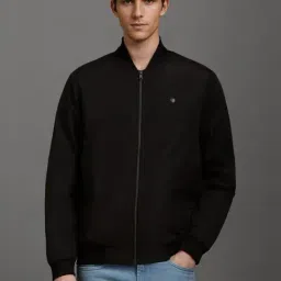 Louis Philippe Black Regular Fit Bomber Jacket-image-57