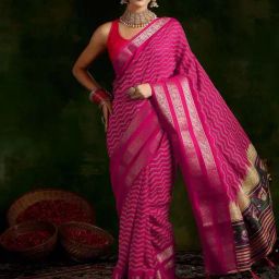 Libas Pink Chevron Saree-picture-15