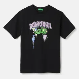 United Colors of Benetton Boys Typography Printed Pure Cotton Applique T-shirt-image-127