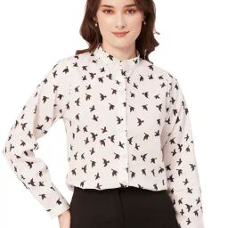 Moomaya Black & White Printed Shirt-16