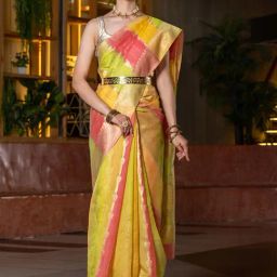 BEATITUDE Multicolored Woven Saree With Unstitched Blouse-13