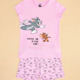 Pantaloons Junior Pink Printed T-Shirt with Shorts-image-95